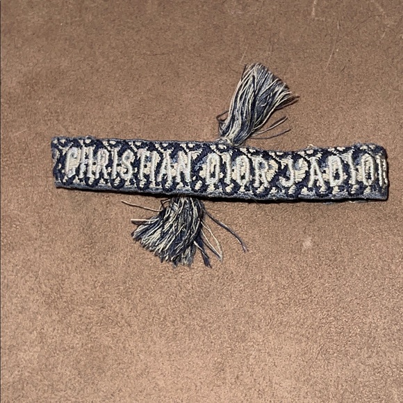Christian Dior Navy Blue Dior Oblique Cotton Bracelet Set - Picture 8 of 11